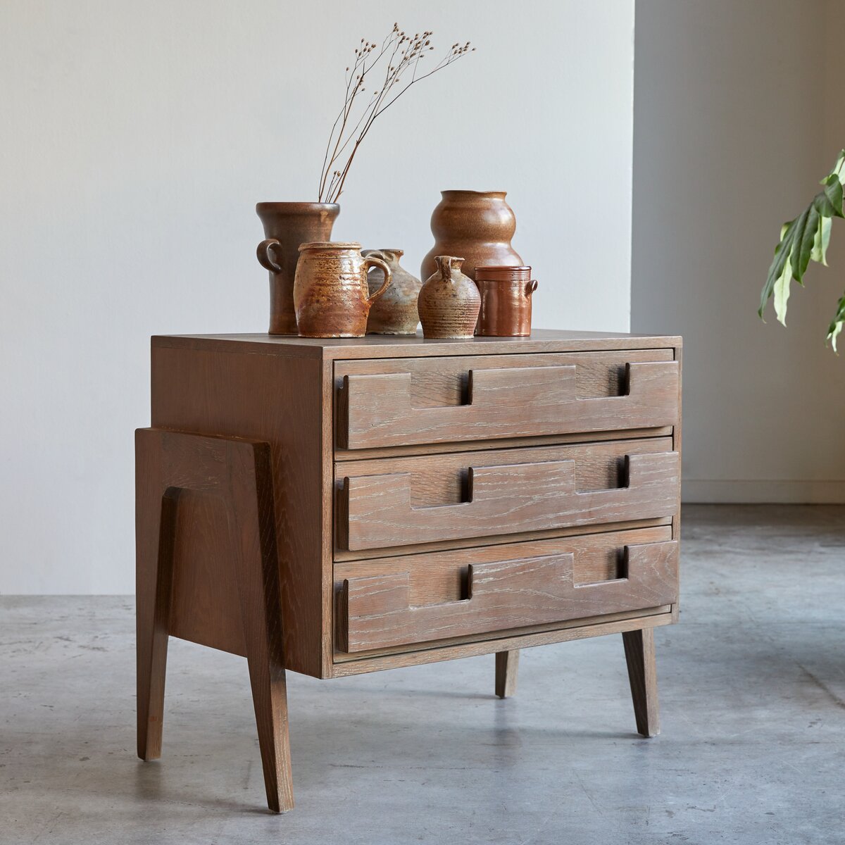 Reclaimed pine chest of shop drawers