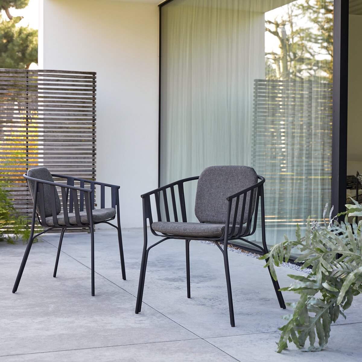 Sedia da giardino in alluminio verniciata di nero - Sedute outdoor