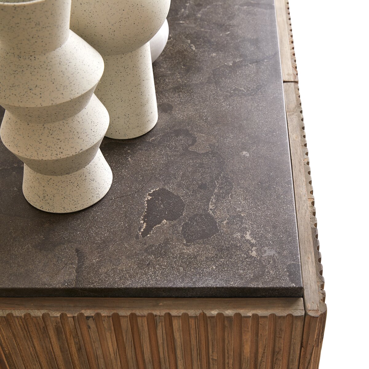 Nahta - Console en orme recyclé et pierre bleue Nahta - Console en orme recyclé et pierre bleue