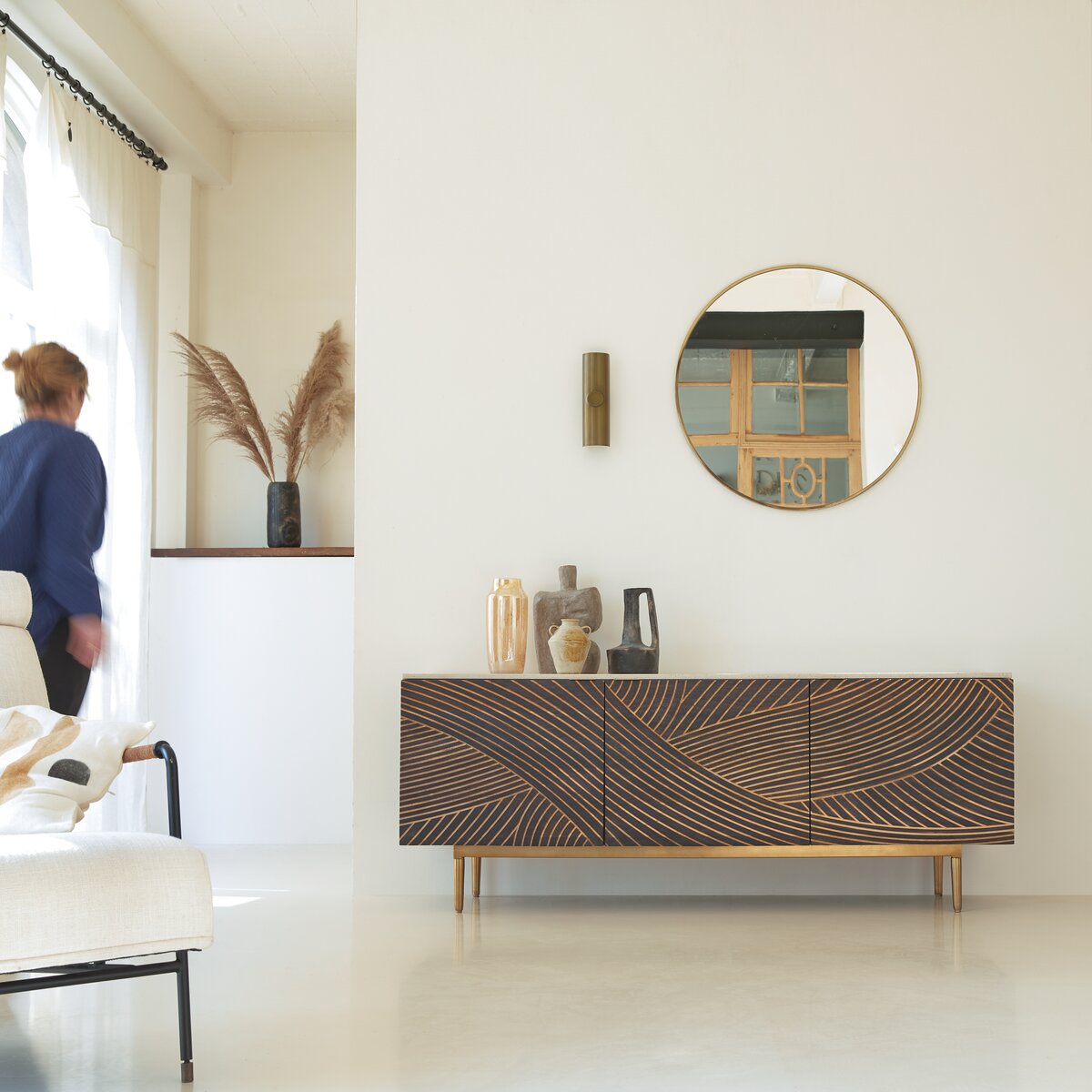 Bilal - Buffet en manguier massif et terrazzo 180 cm Bilal - Buffet en manguier massif et terrazzo 180 cm