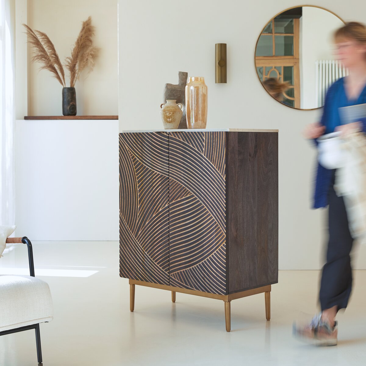 Bilal - Solid mango and terrazzo Dresser 80 cm Bilal - Solid mango and terrazzo Dresser 80 cm