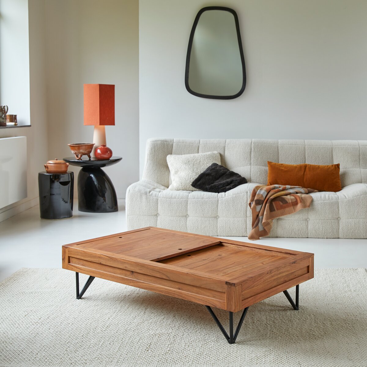 Solid wood coffee table deals with storage