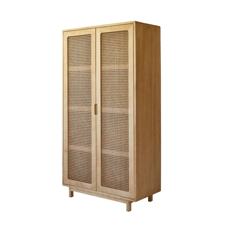 Armoire enfant en orme et cannage 160 cm - Rangements de chambre