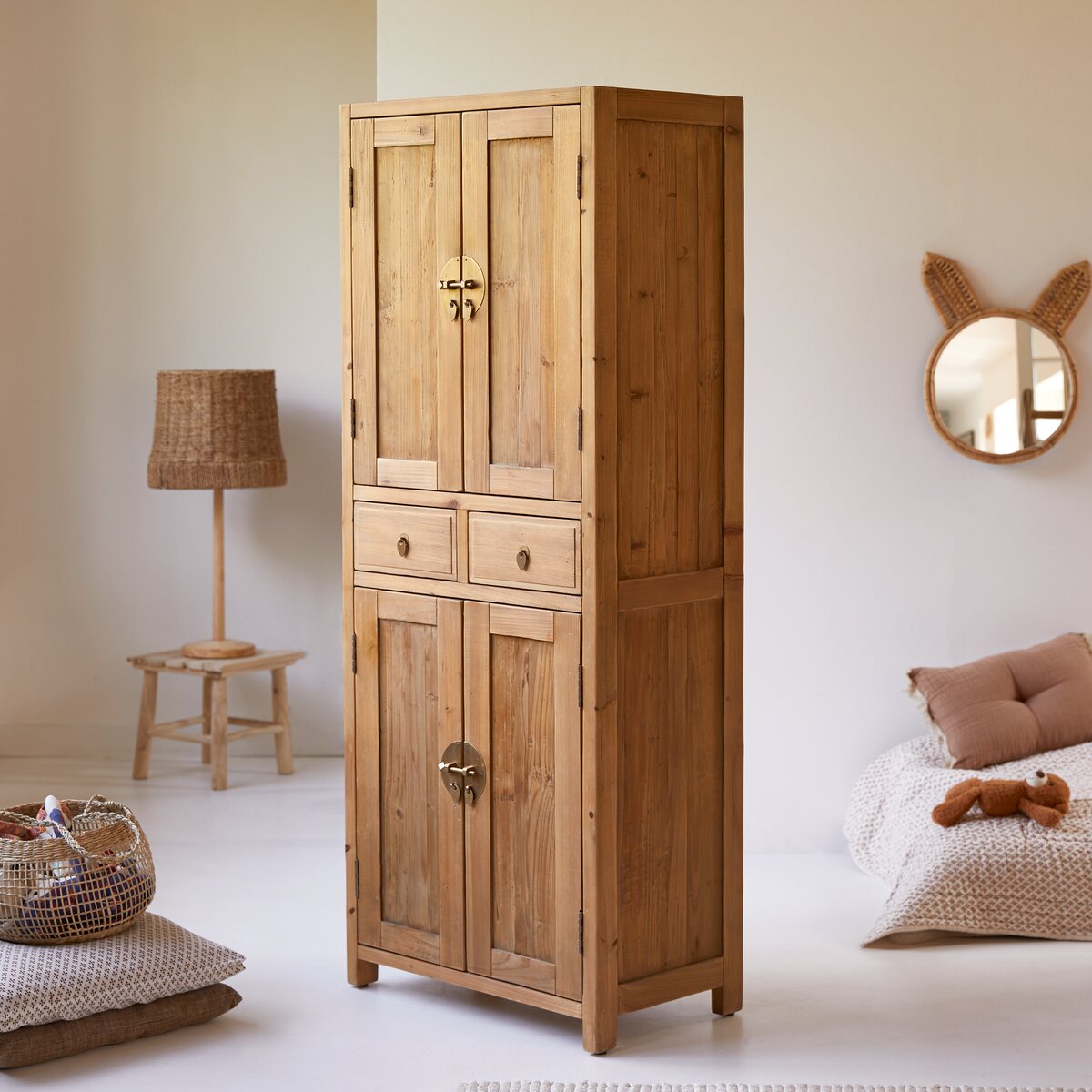 Yuki - Kinderschrank Natur aus massiver Recycling-Kiefer Yuki - Kinderschrank Natur aus massiver Recycling-Kiefer