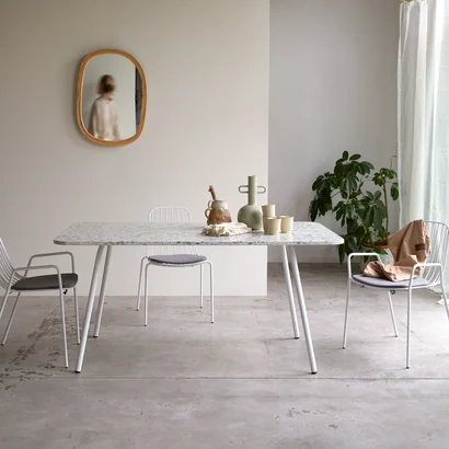 Tavolo in metallo e battuto di terrazzo premium green 160 cm - Mobili per  la sala da pranzo - Tikamo
