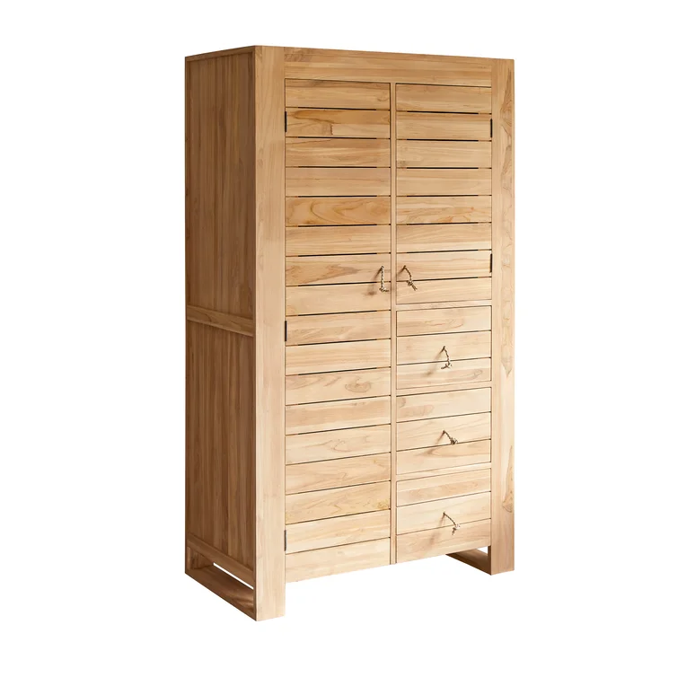 Armoire enfant en orme et rotin 180 cm - Rangements de chambre - Tikamoon