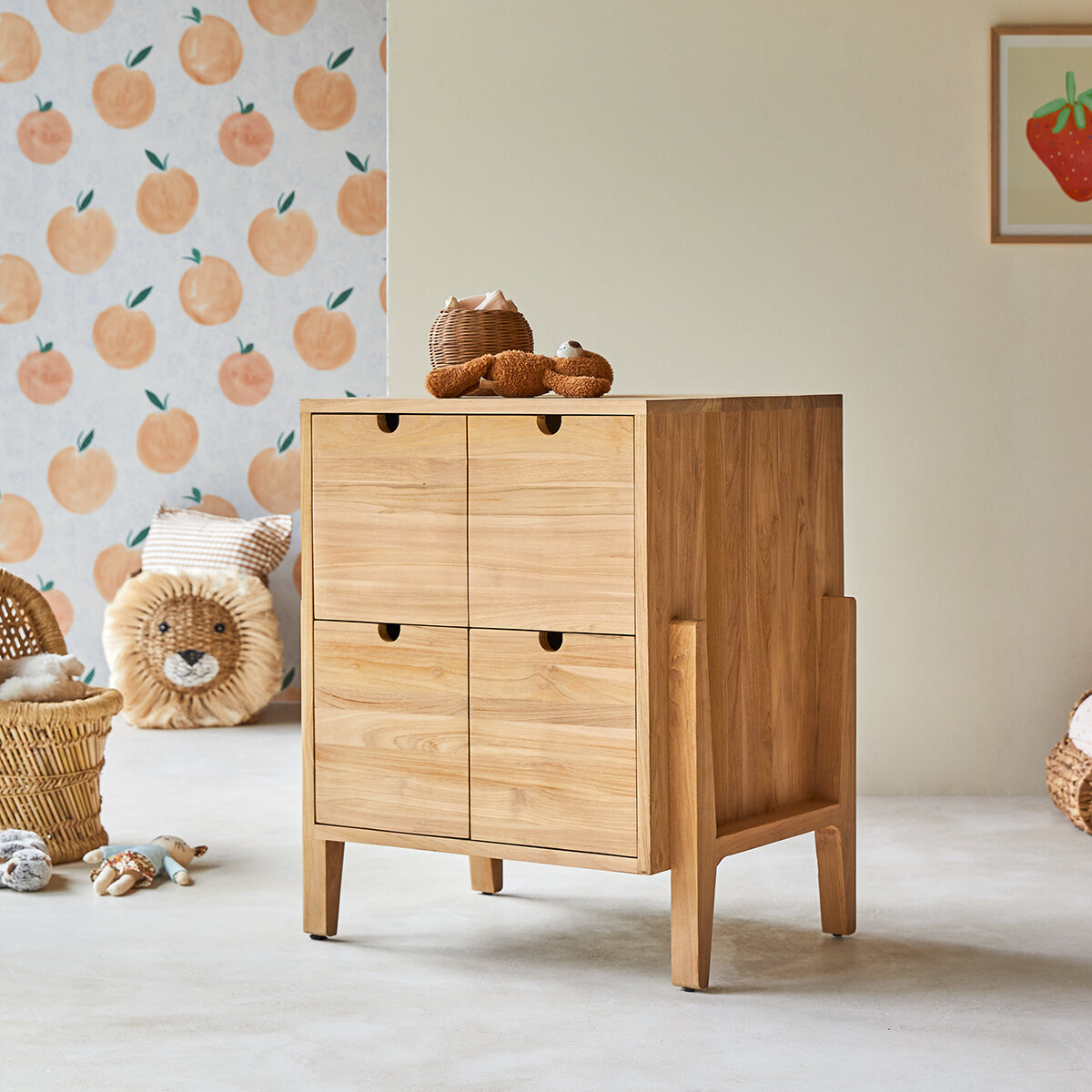 Cómoda infantil de pino macizo reciclado con 3 cajones - Muebles de  almacenaje para el dormitorio - Tikamoo