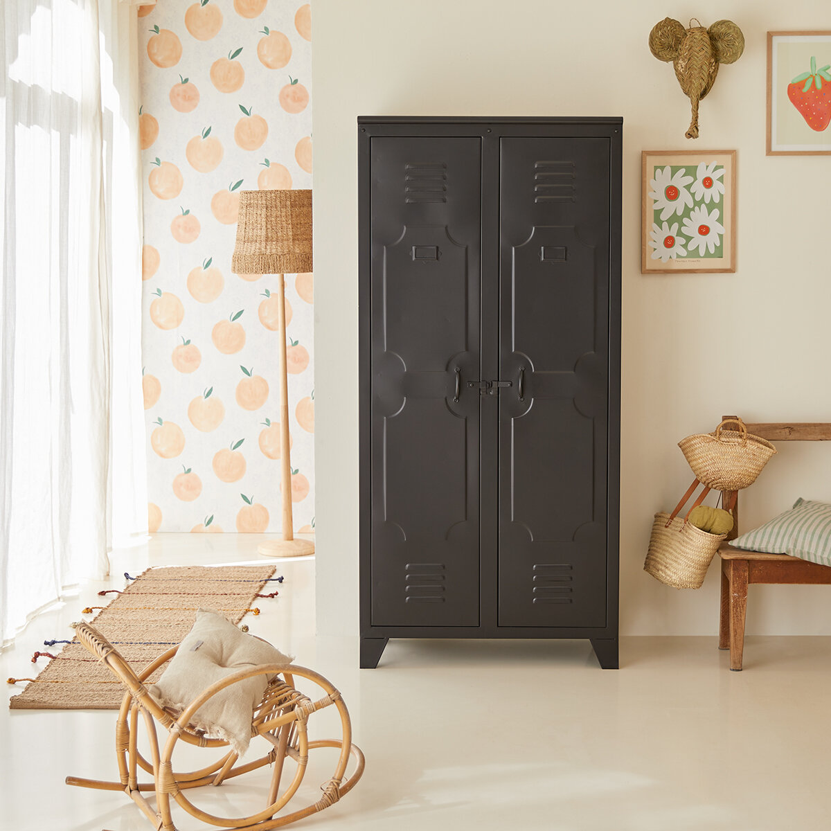 Armoire enfant en pin et cannage 200 cm - Rangements de chambre - Tikamoon