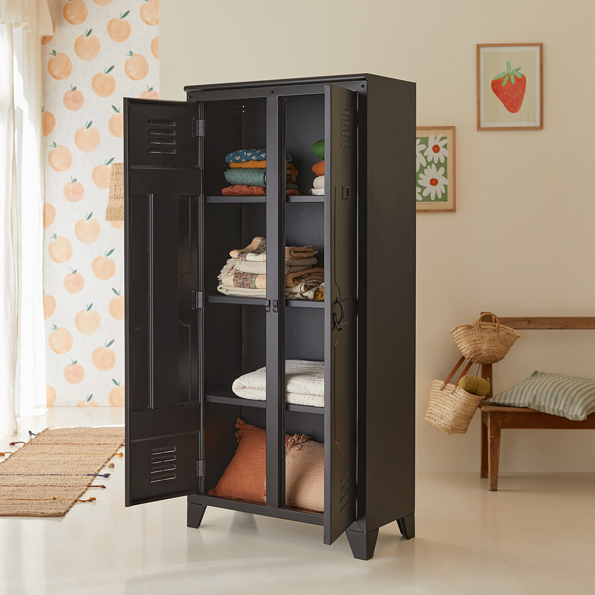 Armoire enfant en métal 180 cm - Meubles de rangement de chambre