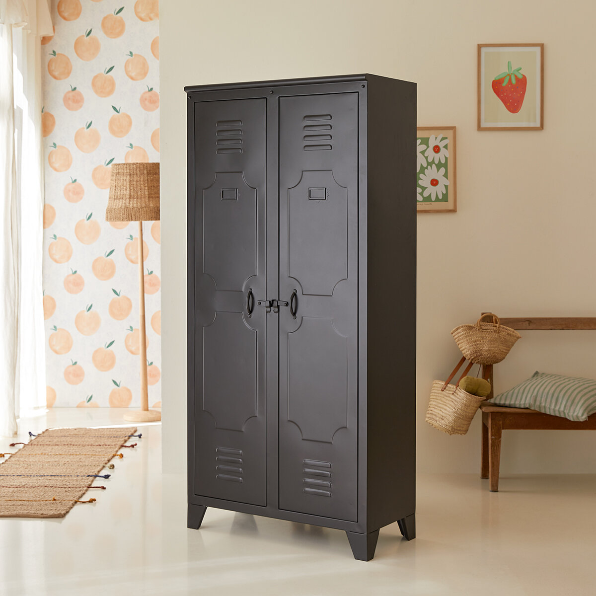 Armoire enfant en pin et cannage 200 cm - Rangements de chambre - Tikamoon