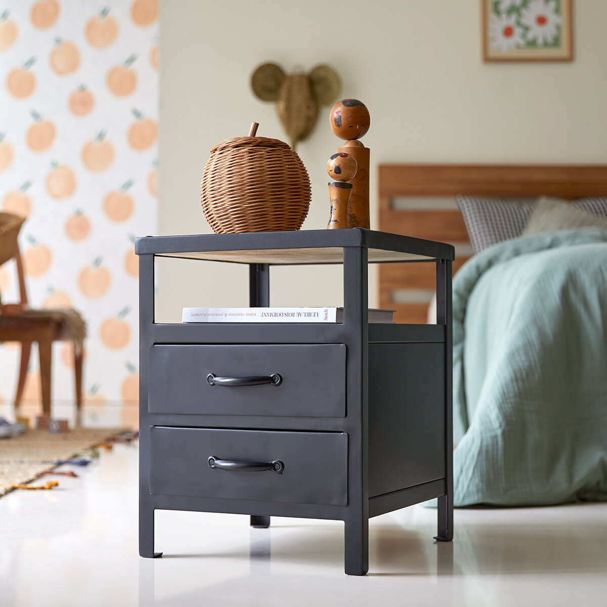 bedside tables metal and wood