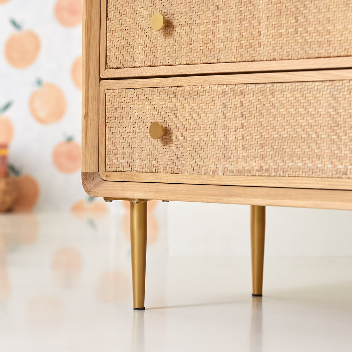 Come - Commode enfant en chêne massif et cannage Come - Commode enfant en chêne massif et cannage