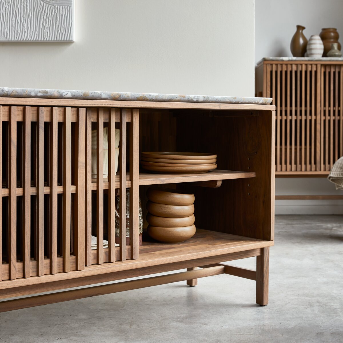 Isaure - Solid walnut and terrazzo premium sideboard 160 cm Isaure - Solid walnut and terrazzo premium sideboard 160 cm
