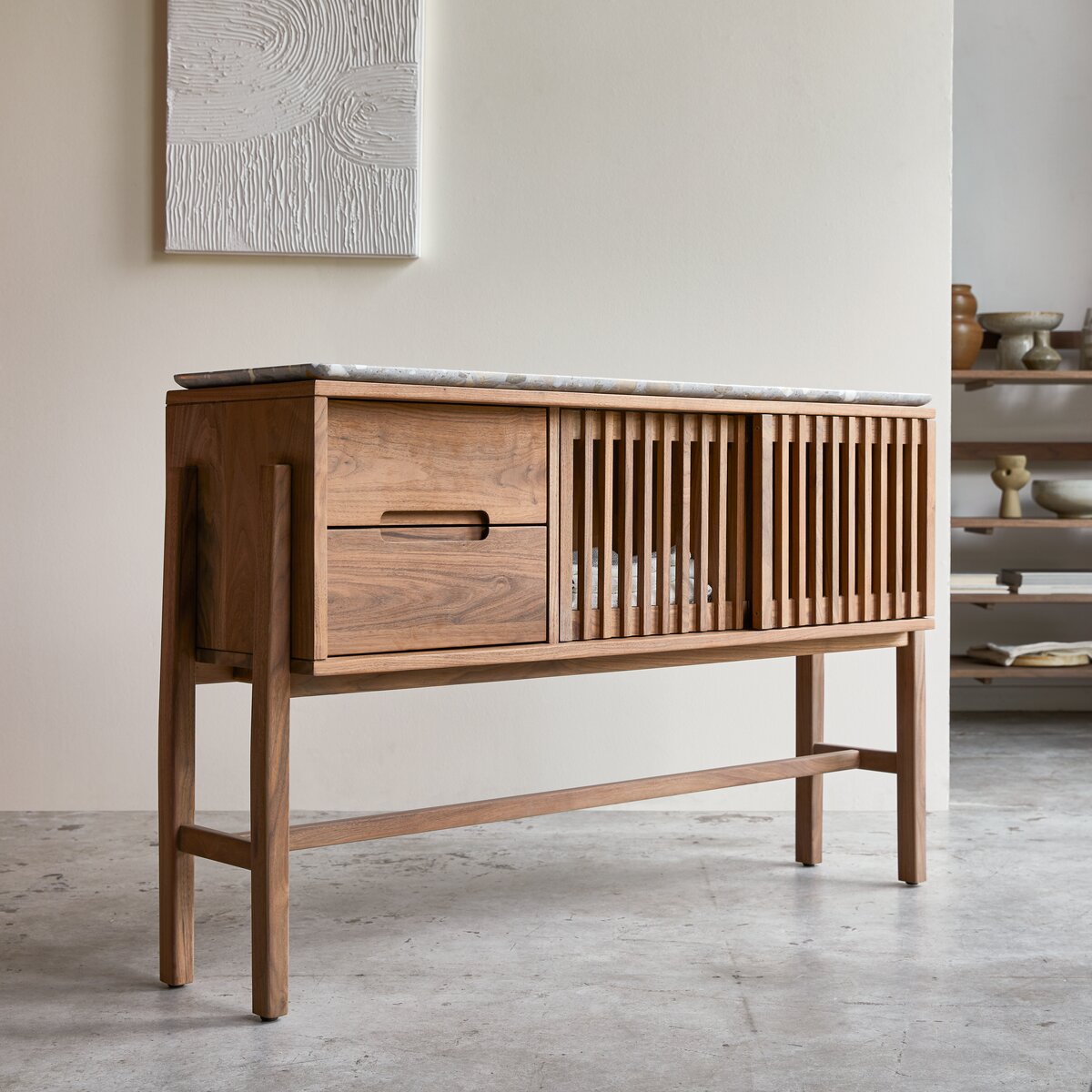 Isaure - Solid walnut and premium terrazzo console table Isaure - Solid walnut and premium terrazzo console table