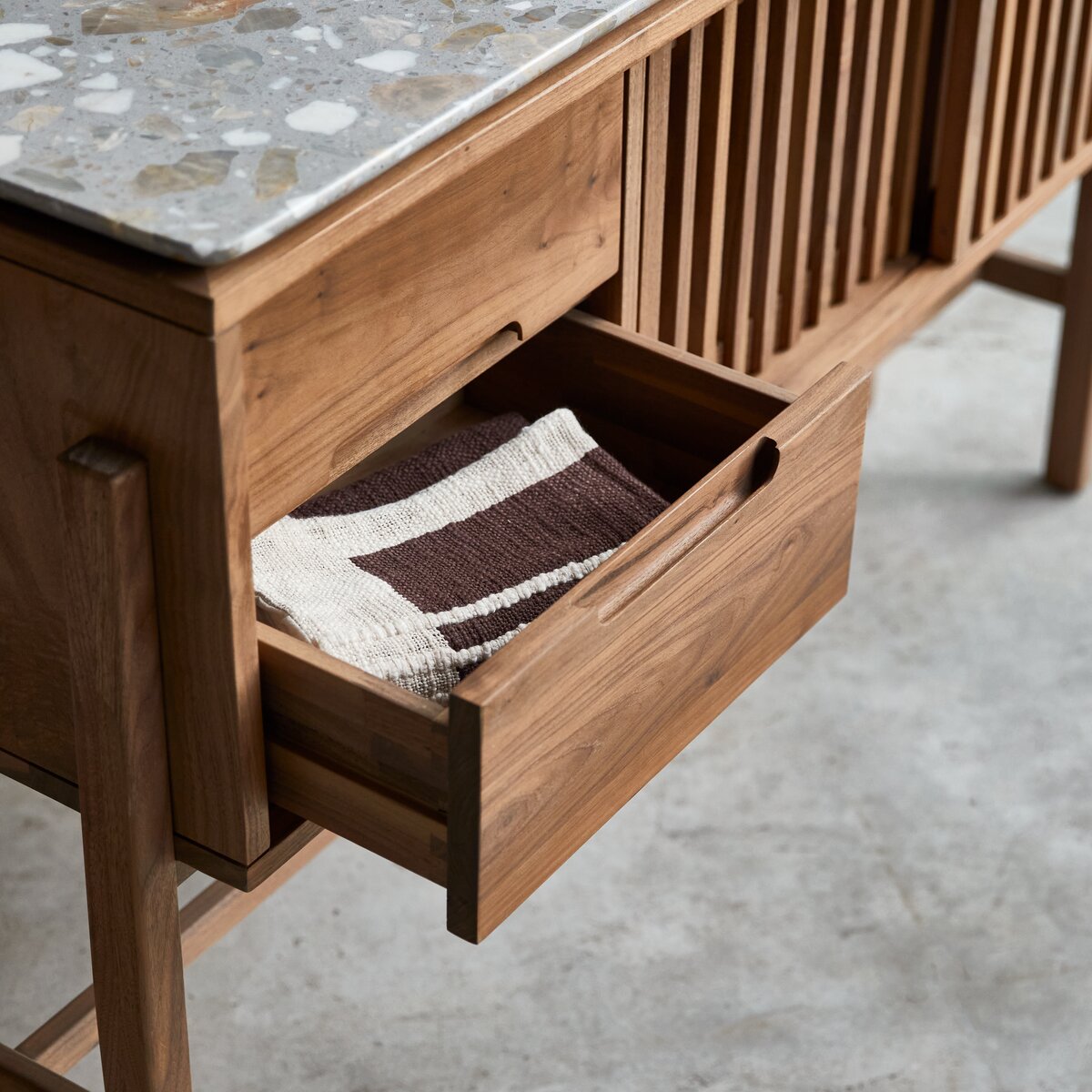 Isaure - Solid walnut and premium terrazzo console table Isaure - Solid walnut and premium terrazzo console table