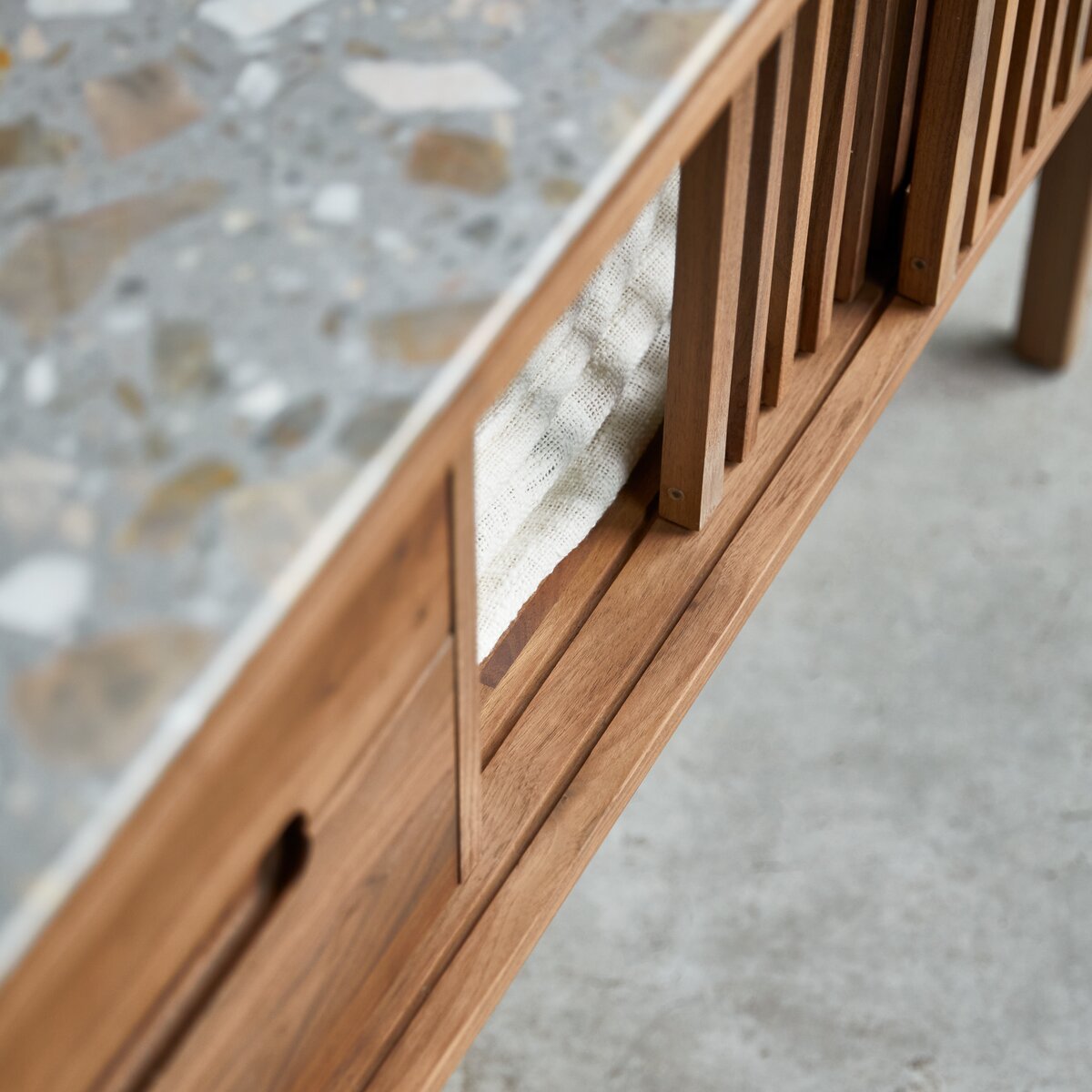 Isaure - Solid walnut and premium terrazzo console table Isaure - Solid walnut and premium terrazzo console table