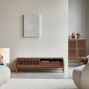 Isaure - Mueble de TV de nogal macizo y terrazo premium 140