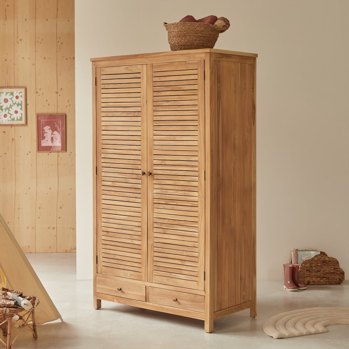 Armoire Enfant 2 portes 2 tiroirs Fabriqué en France