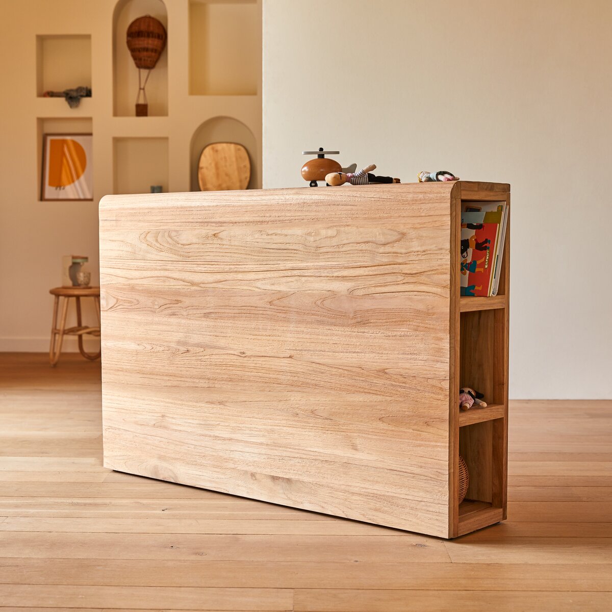 Bertie - Tête de lit enfant avec rangements en teck massif 120 cm Bertie - Tête de lit enfant avec rangements en teck massif 120 cm