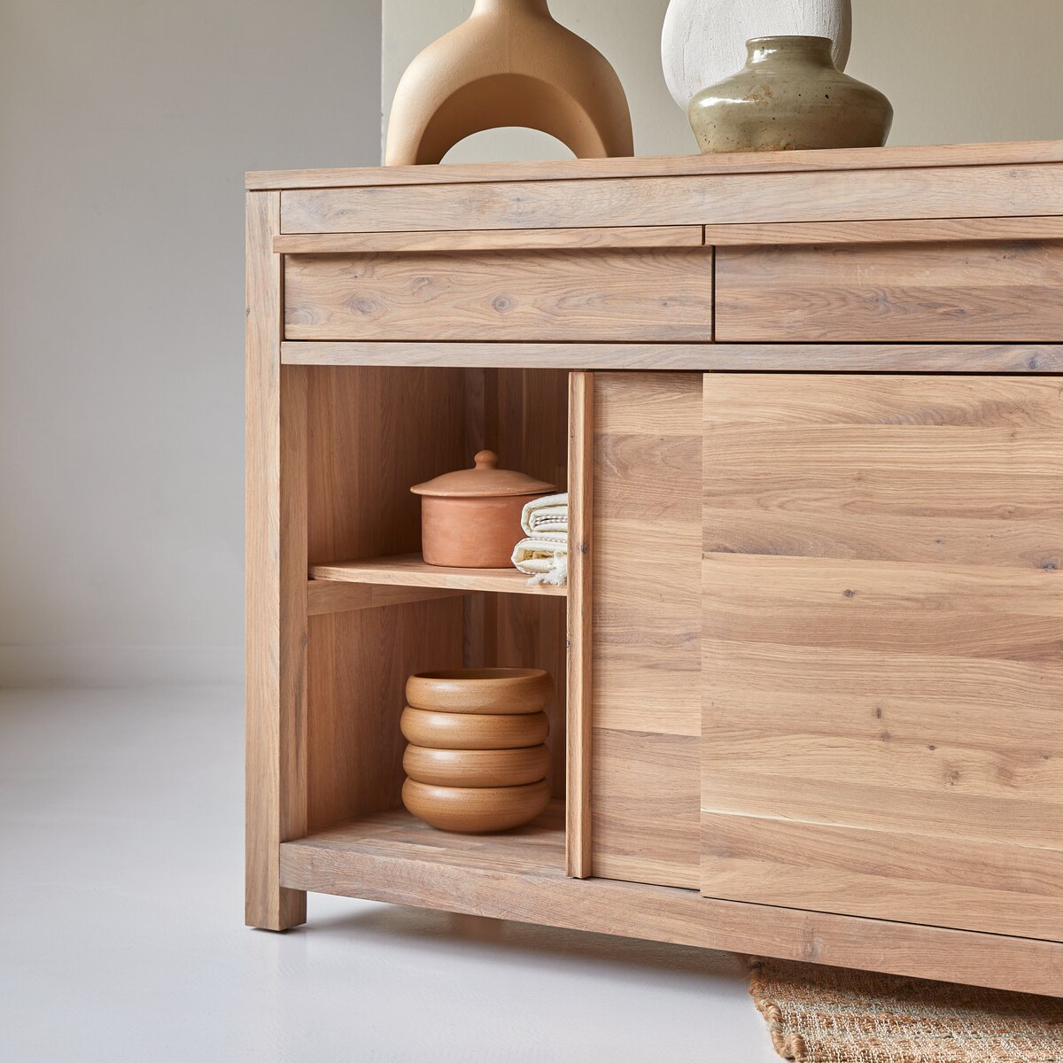 oak console cupboard