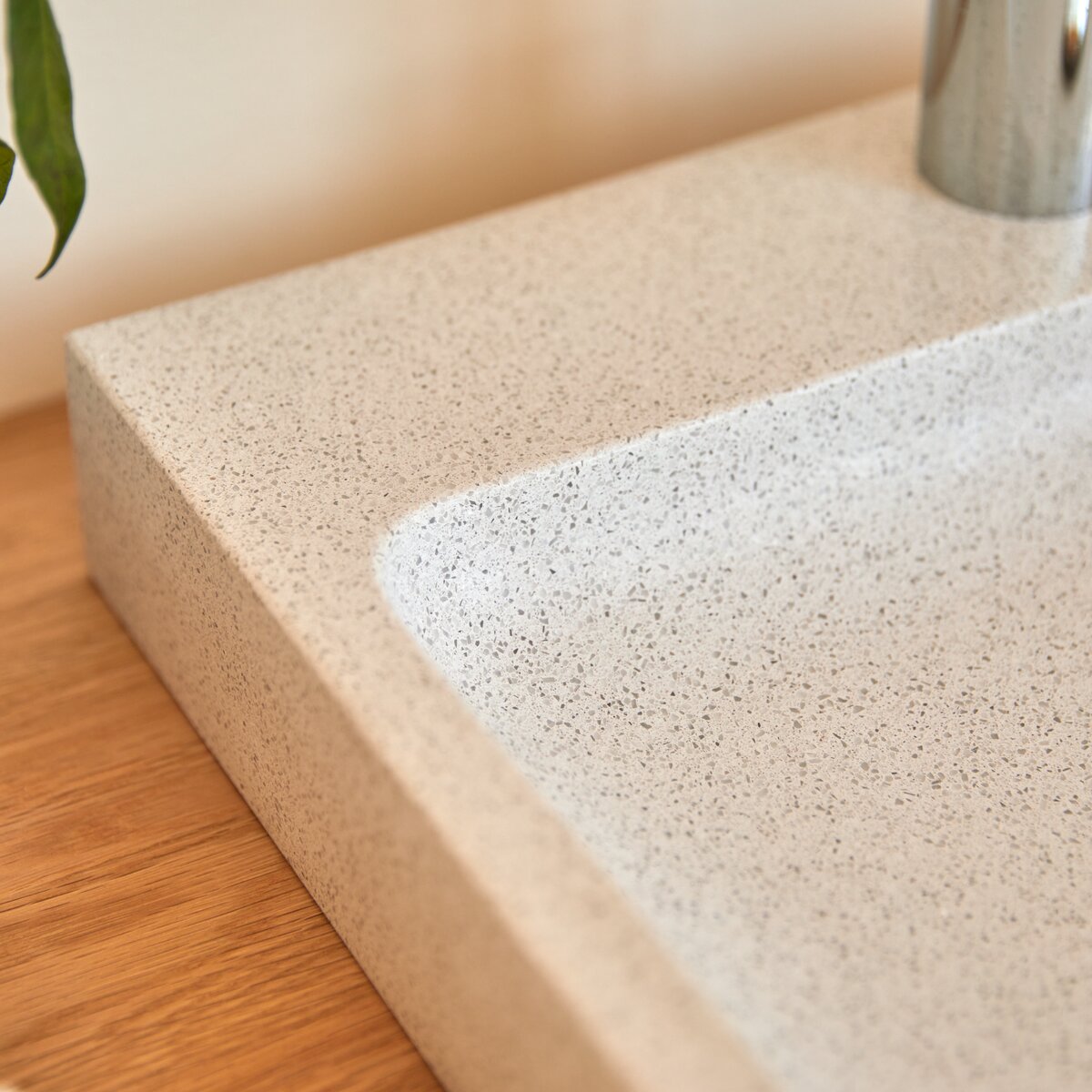 Timon - Vasque carrée en terrazzo premium White Timon - Vasque carrée en terrazzo premium White