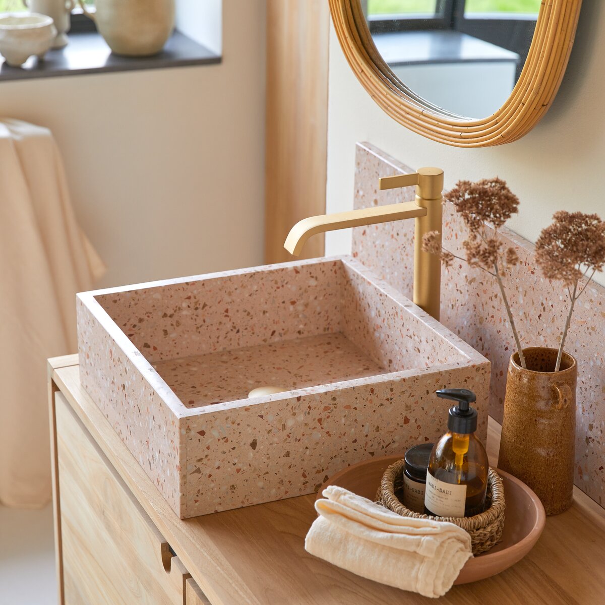 Made - Vasque carrée en terrazzo premium pink Made - Vasque carrée en terrazzo premium pink