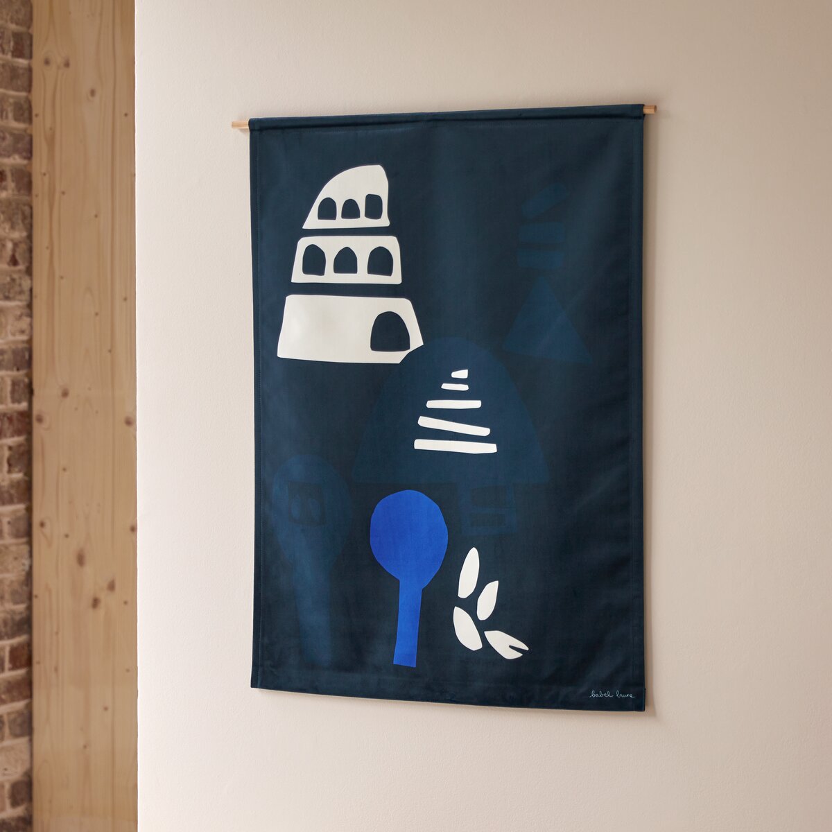 Babylone Tour - Tenture française 65x90 cm, Blue Tour Babylone Tour - Tenture française 65x90 cm, Blue Tour