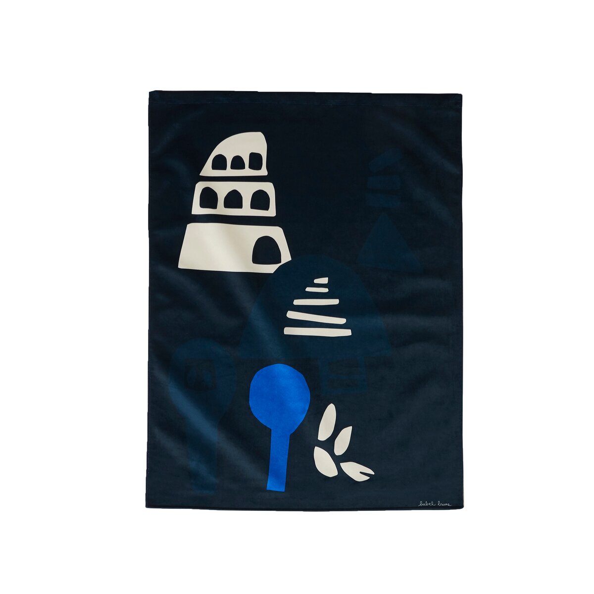 Babylone Tour - Tenture française 65x90 cm, Blue Tour Babylone Tour - Tenture française 65x90 cm, Blue Tour