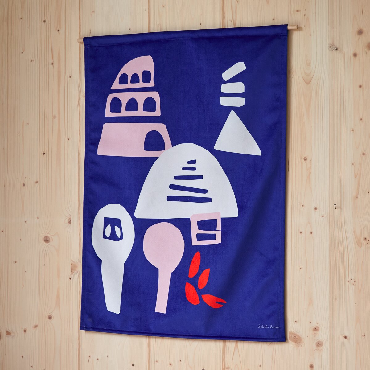 Babylone Tour - Tenture française 65x90 cm, Pink Tour Babylone Tour - Tenture française 65x90 cm, Pink Tour