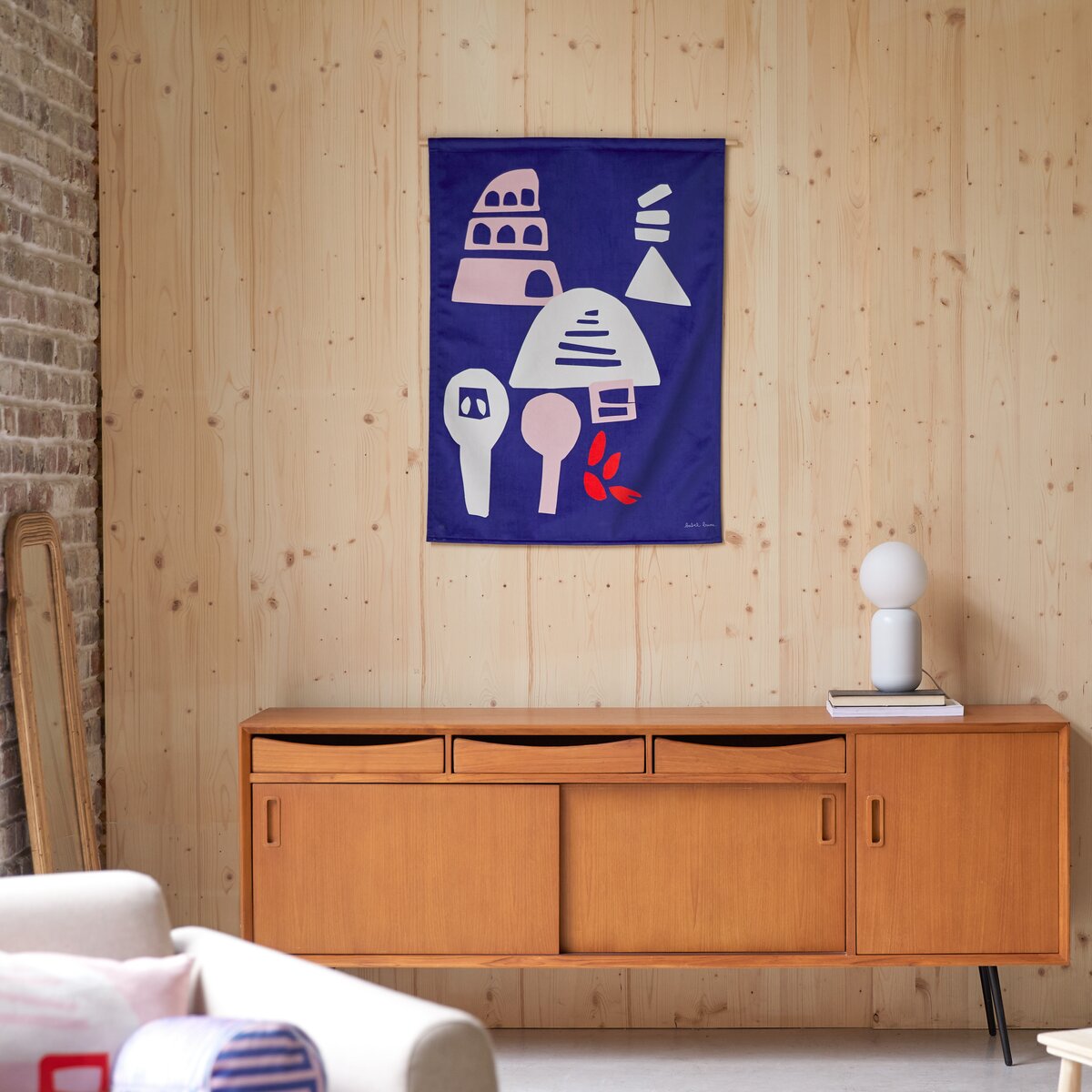 Babylone Tour - Tenture française 65x90 cm, Pink Tour Babylone Tour - Tenture française 65x90 cm, Pink Tour