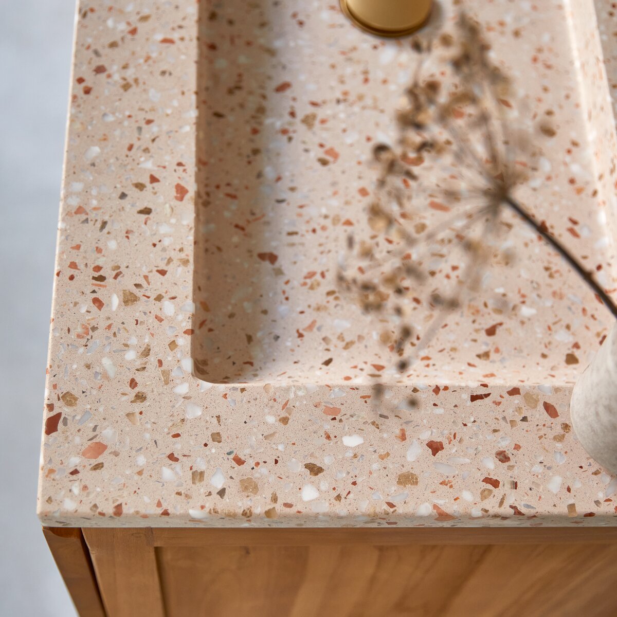 Edgar - Mobile per il bagno in teak massello e terrazzo premium Pink 80 cm Edgar - Mobile per il bagno in teak massello e terrazzo premium Pink 80 cm