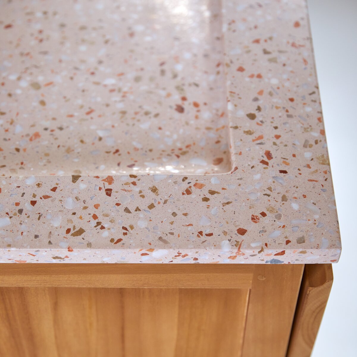 Edgar - Pink 80 cm solid teak and premium terrazzo vanity unit Edgar - Pink 80 cm solid teak and premium terrazzo vanity unit