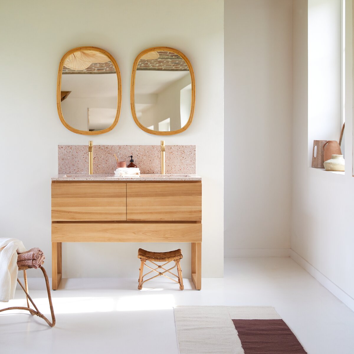 Mueble de baño en roble macizo y cerámica 120 cm - Baño / Mueble de baño -  Tikamoon
