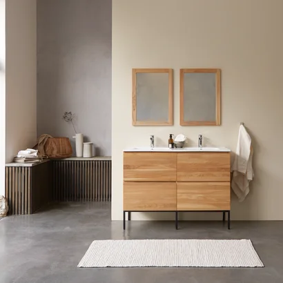 Nova - Badezimmermöbel aus massiver Eiche und Keramik 120 cm