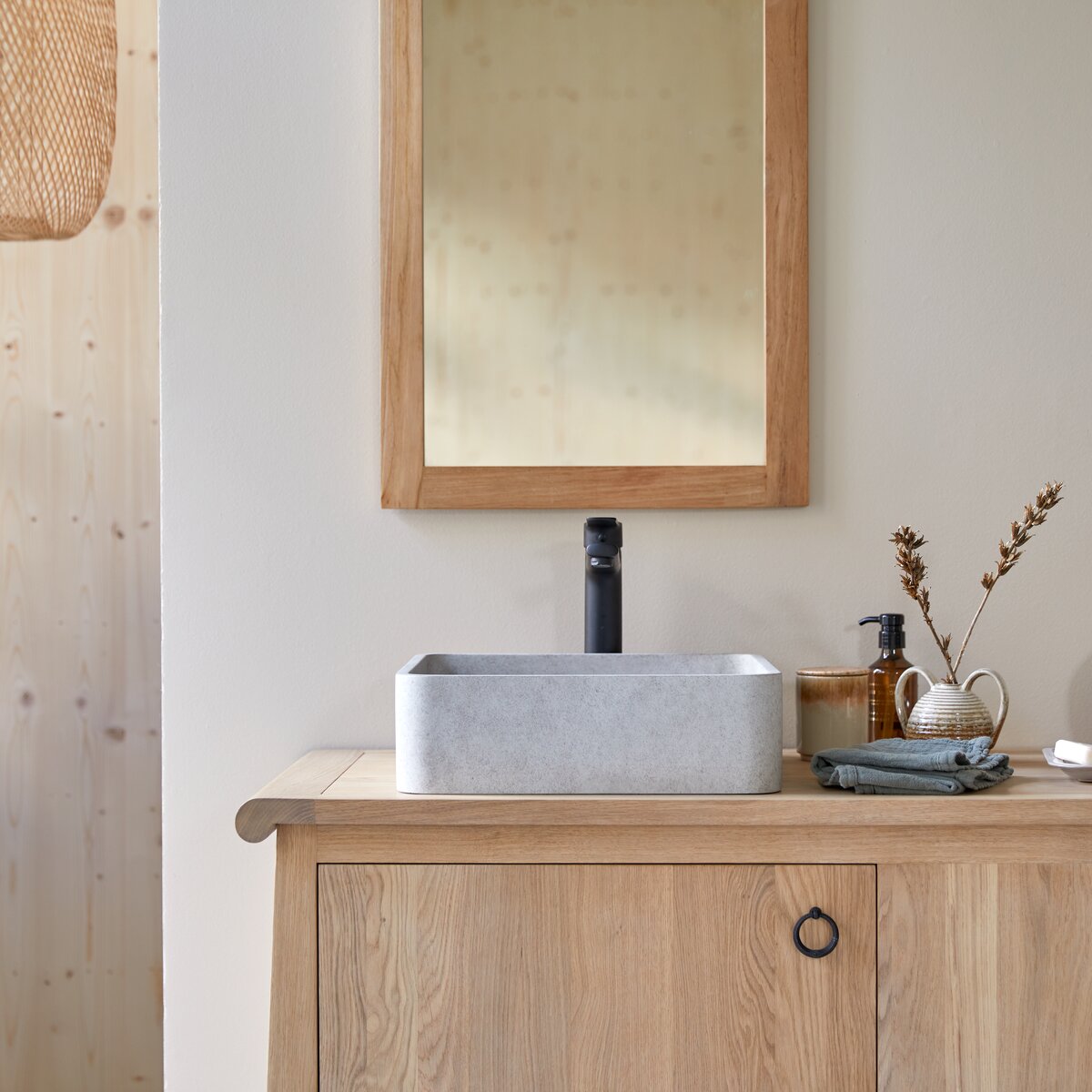 Thaïs - Lavabo quadrato in cemento grey Thaïs - Lavabo quadrato in cemento grey