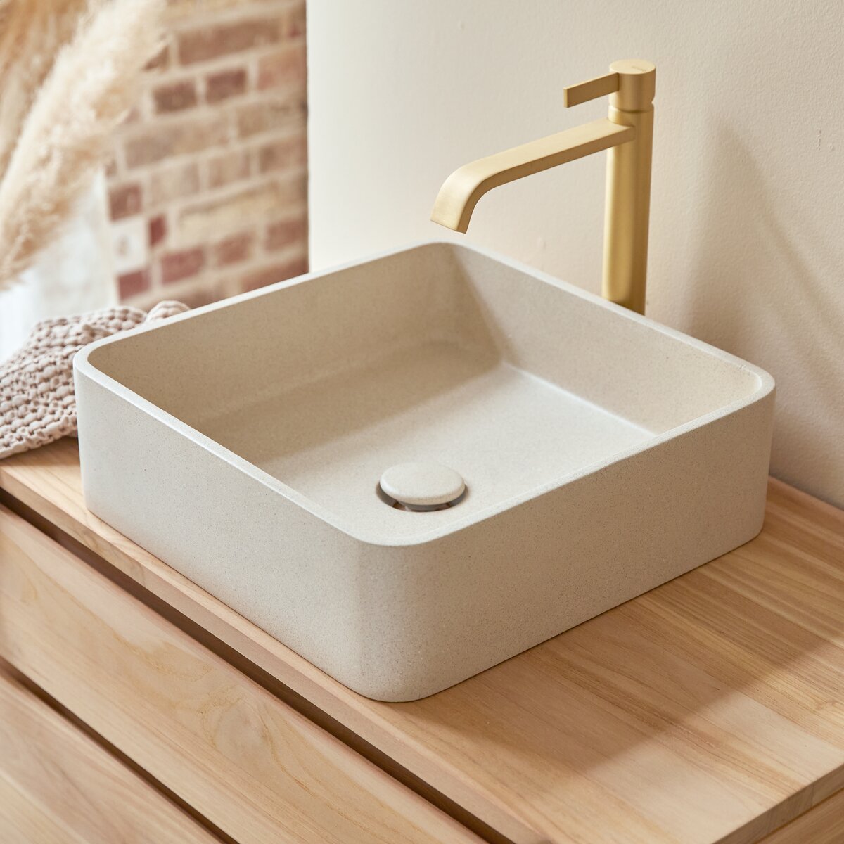Thaïs - Lavabo quadrato in terrazzo cream Thaïs - Lavabo quadrato in terrazzo cream