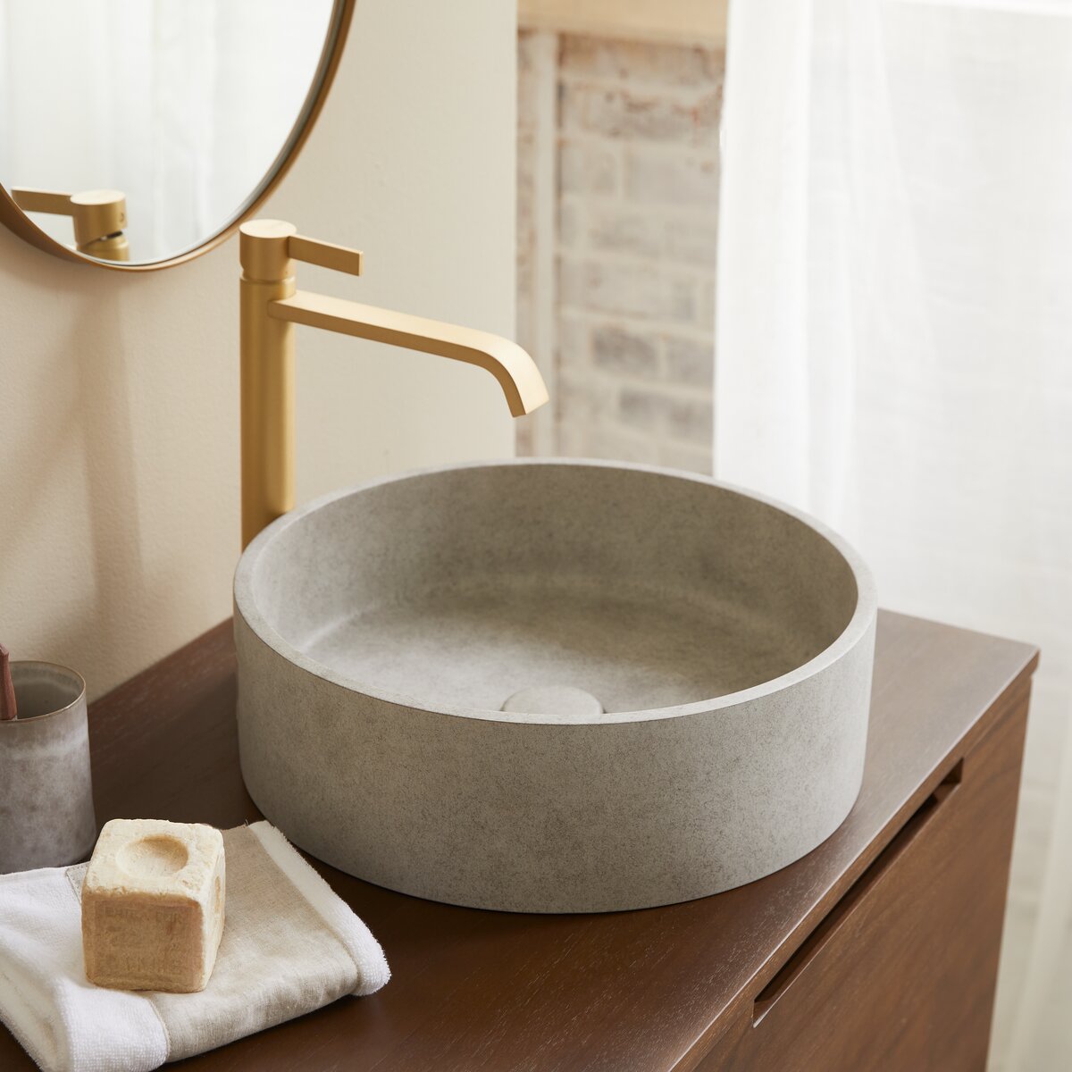 Lavabo tondo in cemento grey Gina - Accessori per il bagno - Tikamoon