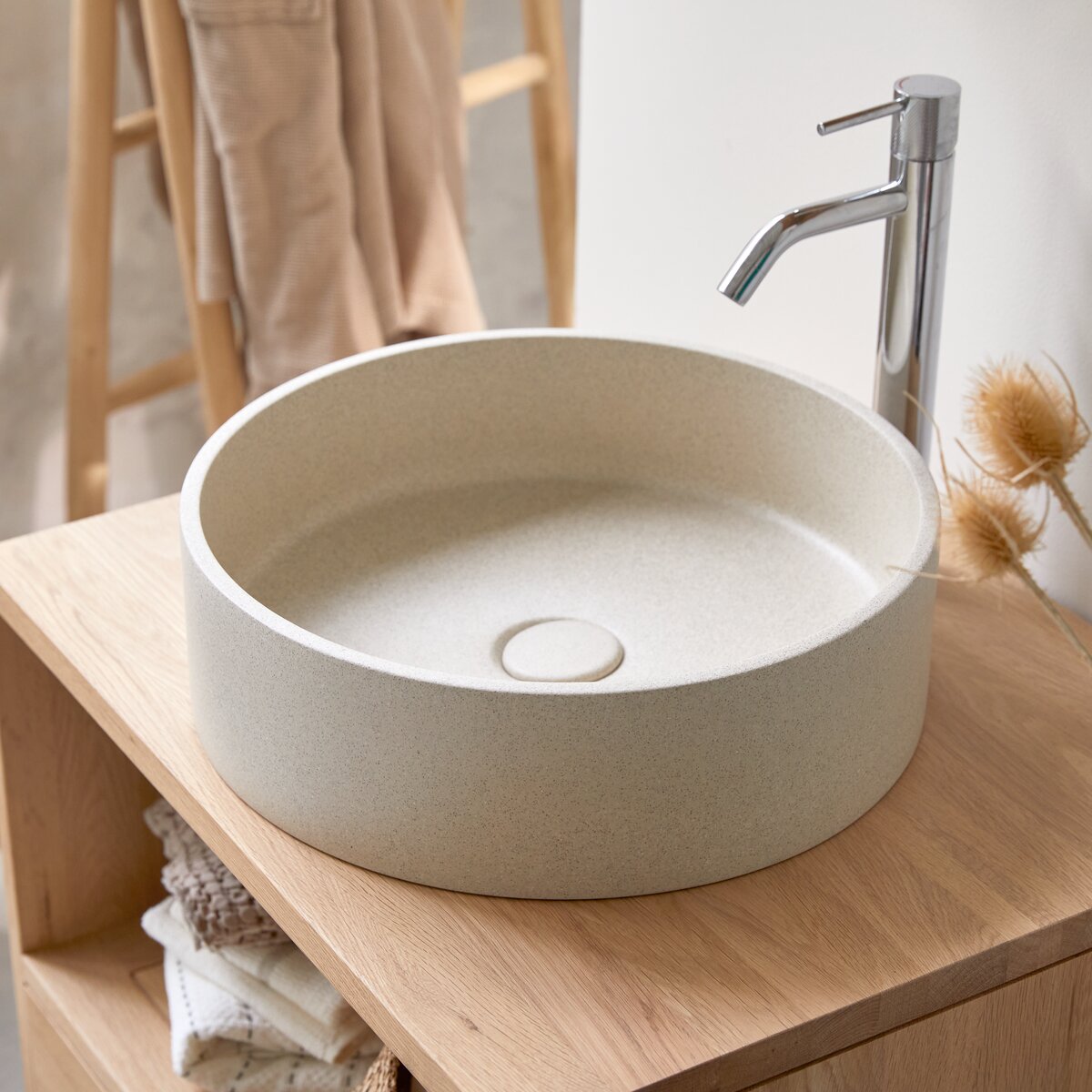 Gina - Lavabo redondo de terrazo crema Gina - Lavabo redondo de terrazo crema
