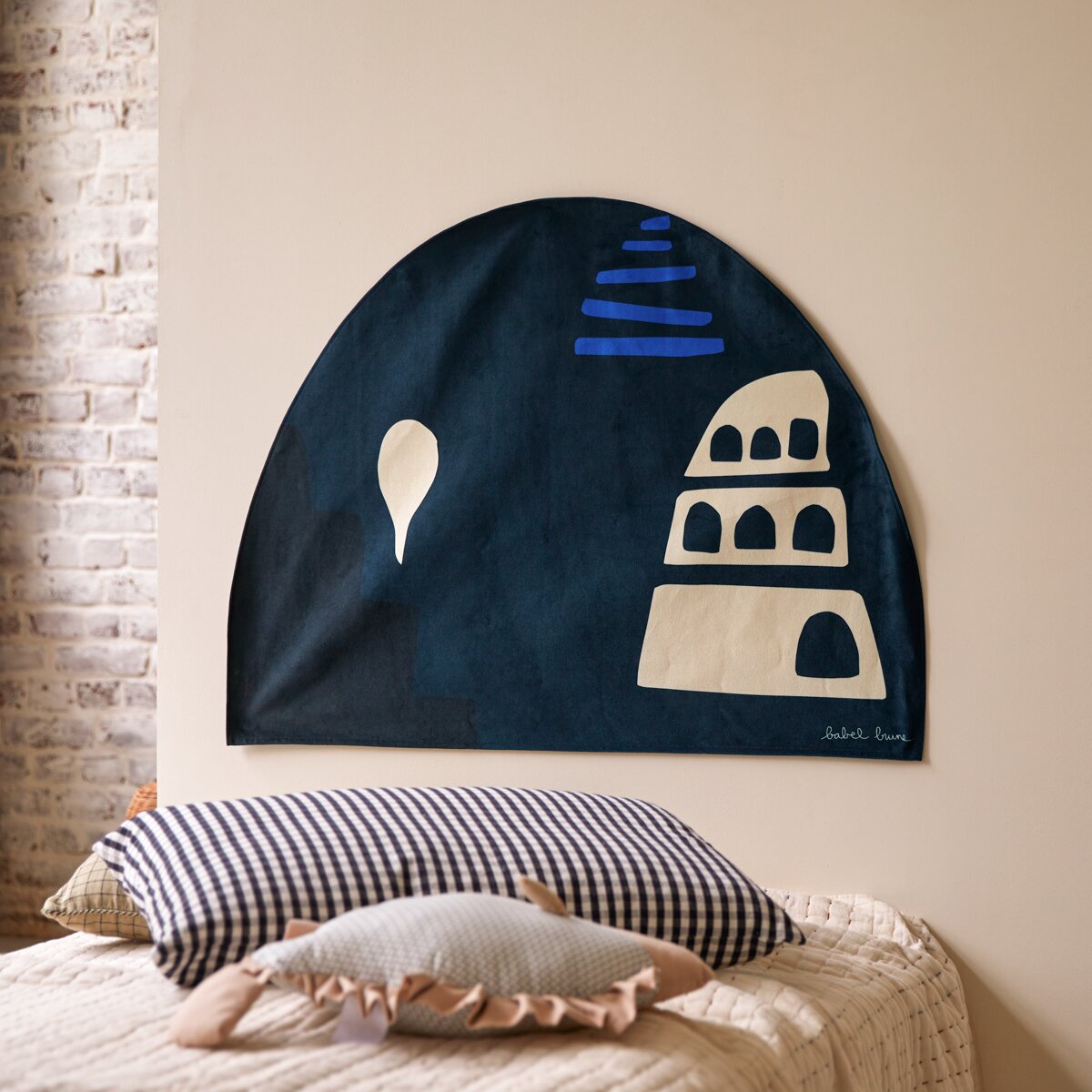 Babylone Tour - Colgadura de cabecero francesa 90x70 cm, azul Babylone Tour - Colgadura de cabecero francesa 90x70 cm, azul