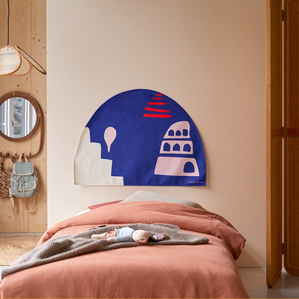 Babylone Tour - Tenture tête de lit française 90x70 cm, Pink Babylone Tour - Tenture tête de lit française 90x70 cm, Pink