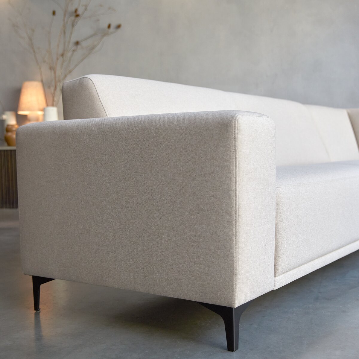 Lars - Ecksofa mit Eckelement rechts und ecrufarbenem Stoffbezug 295 x 185 cm Lars - Ecksofa mit Eckelement rechts und ecrufarbenem Stoffbezug 295 x 185 cm