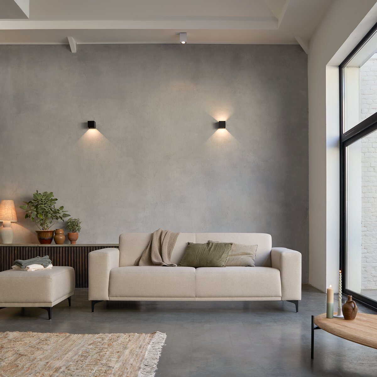 Lars - 3-Sitzer-Sofa mit ecrufarbenem Stoffbezug Lars - 3-Sitzer-Sofa mit ecrufarbenem Stoffbezug