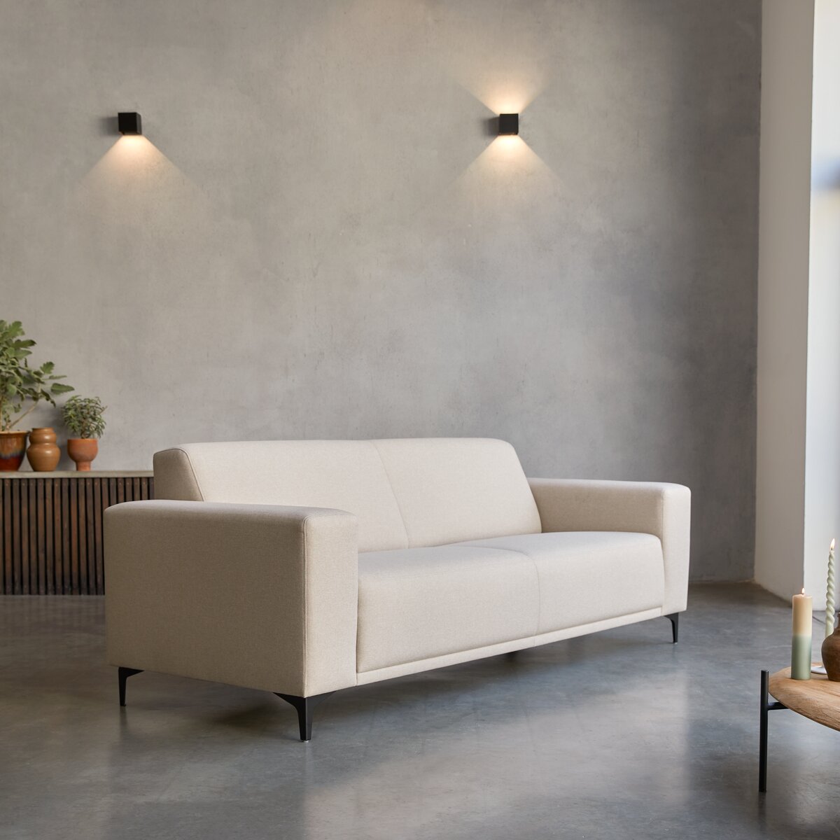 Lars - 3-Sitzer-Sofa mit ecrufarbenem Stoffbezug Lars - 3-Sitzer-Sofa mit ecrufarbenem Stoffbezug