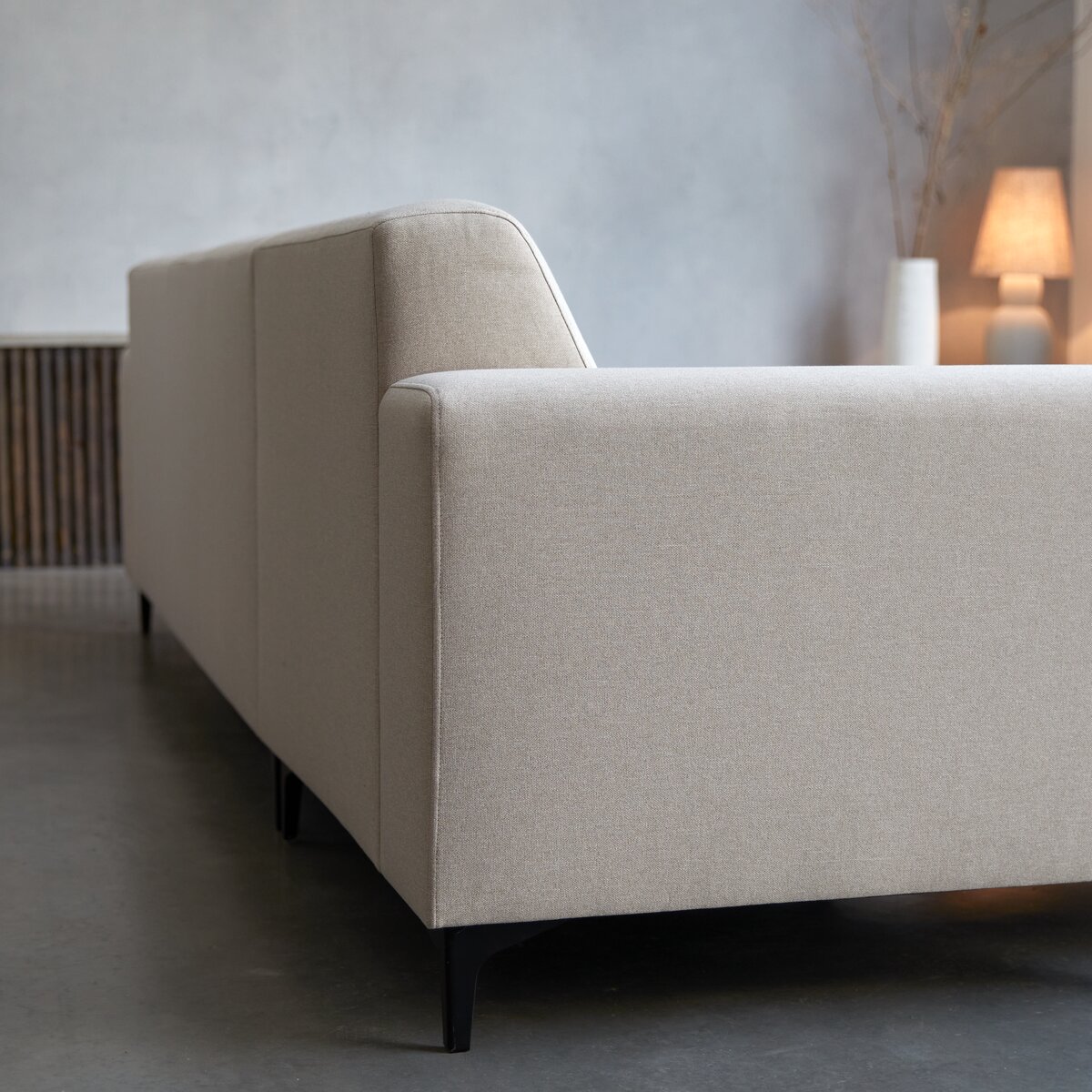 Lars - Sofa mit Eckelement links und ecrufarbenem Stoffbezug 300 x 150 cm ,5-Sitzer Lars - Sofa mit Eckelement links und ecrufarbenem Stoffbezug 300 x 150 cm ,5-Sitzer