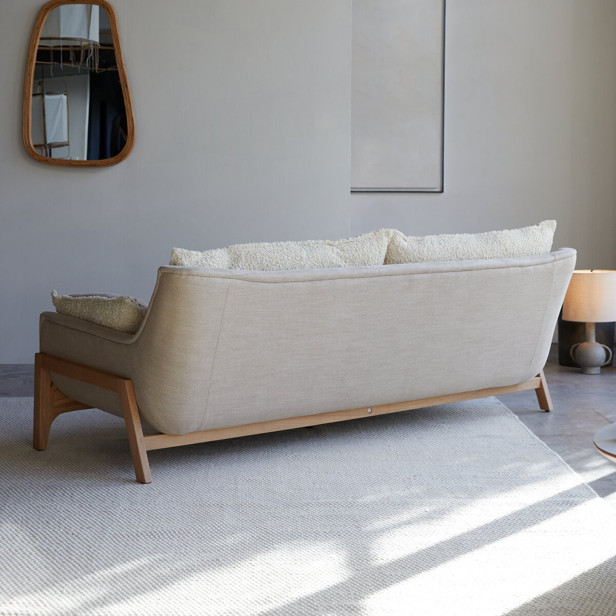 Woodnest - Sofa mit massivem Eichenholzgestell und Leinenbezug 3-Sitzer Woodnest - Sofa mit massivem Eichenholzgestell und Leinenbezug 3-Sitzer