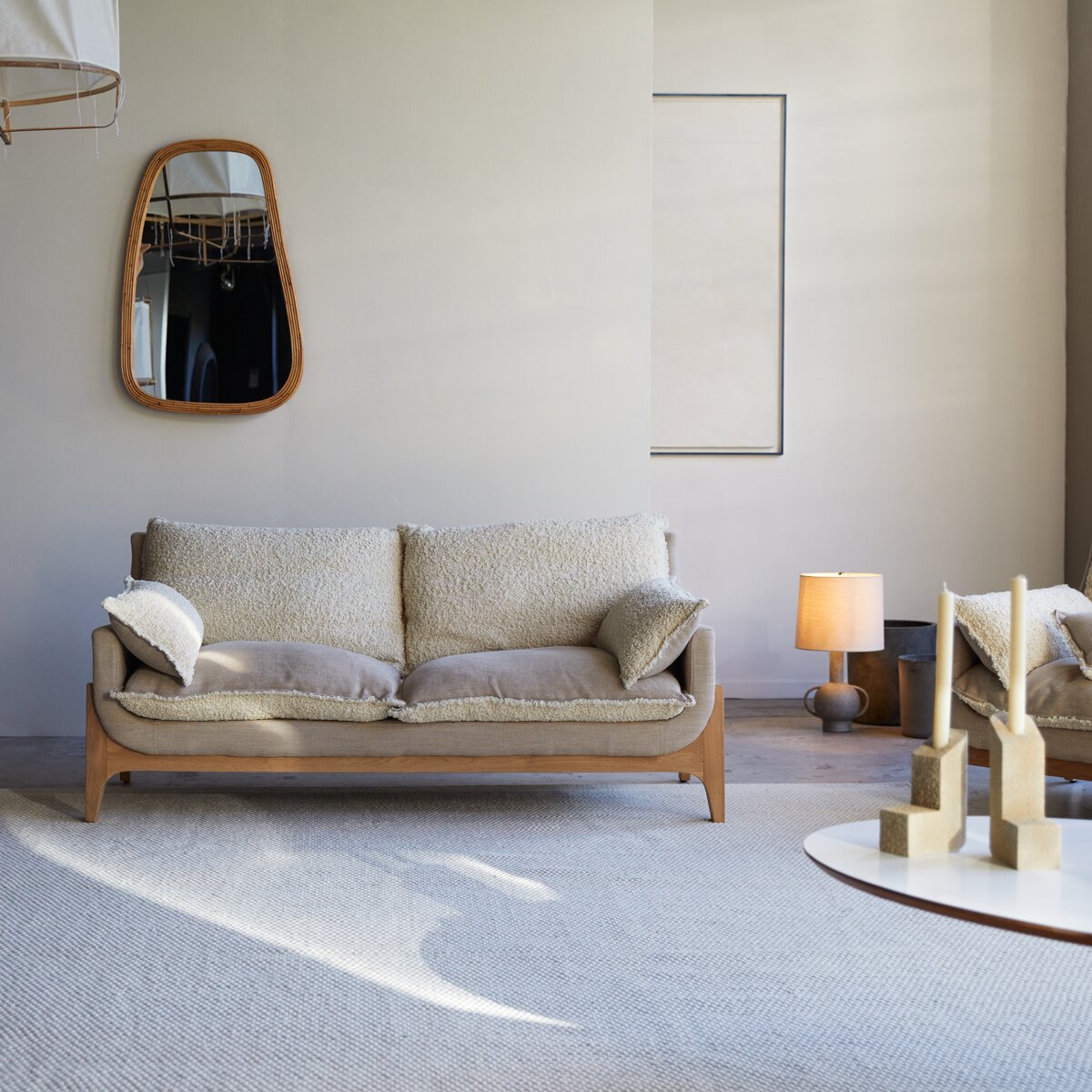 Woodnest - Sofa mit massivem Eichenholzgestell und Leinenbezug 2-Sitzer Woodnest - Sofa mit massivem Eichenholzgestell und Leinenbezug 2-Sitzer
