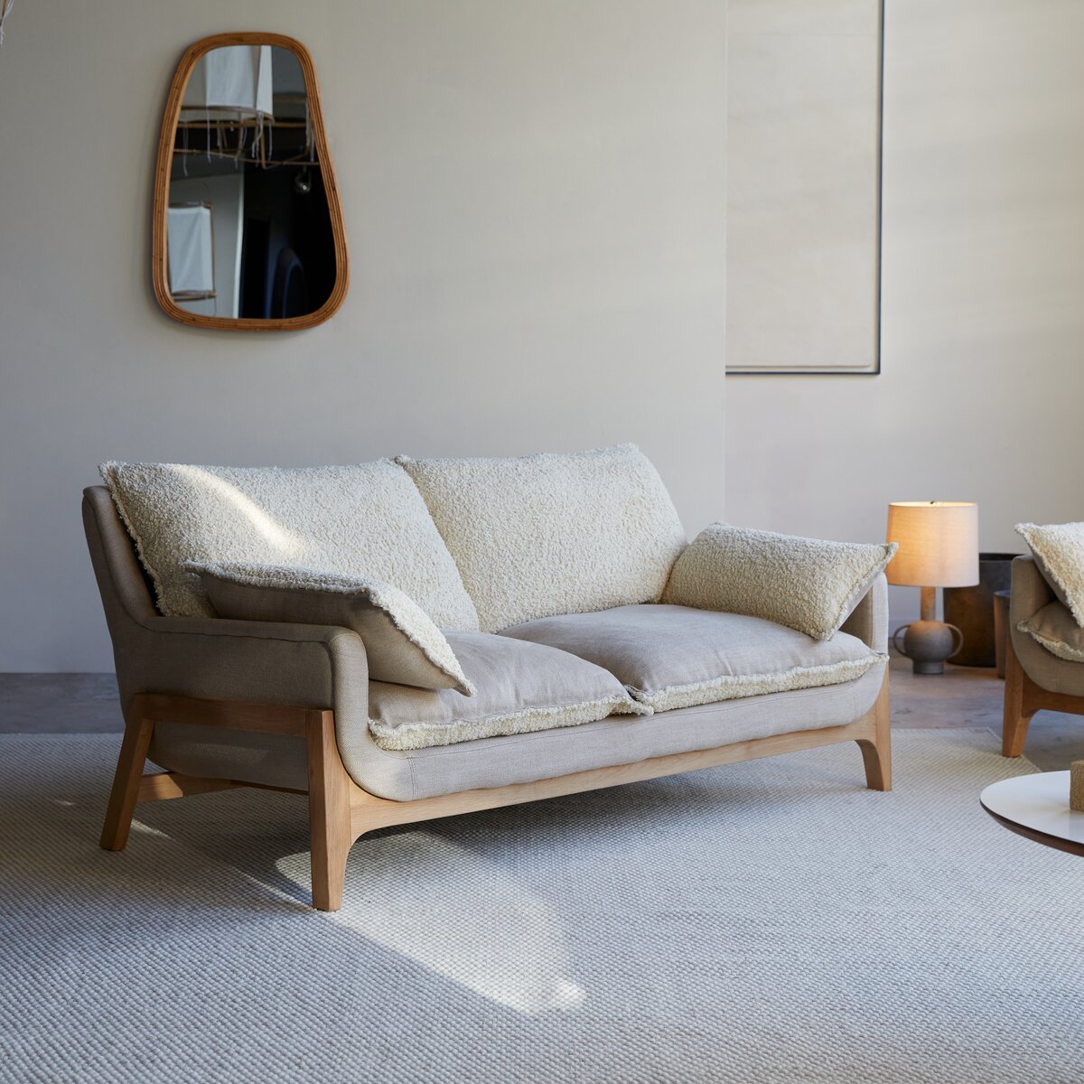 Woodnest - Sofa mit massivem Eichenholzgestell und Leinenbezug 2-Sitzer Woodnest - Sofa mit massivem Eichenholzgestell und Leinenbezug 2-Sitzer