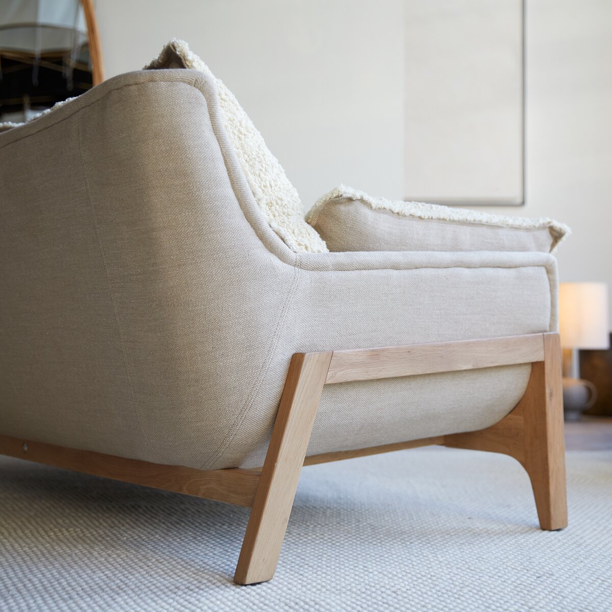 Woodnest - Sofa mit massivem Eichenholzgestell und Leinenbezug 2-Sitzer Woodnest - Sofa mit massivem Eichenholzgestell und Leinenbezug 2-Sitzer