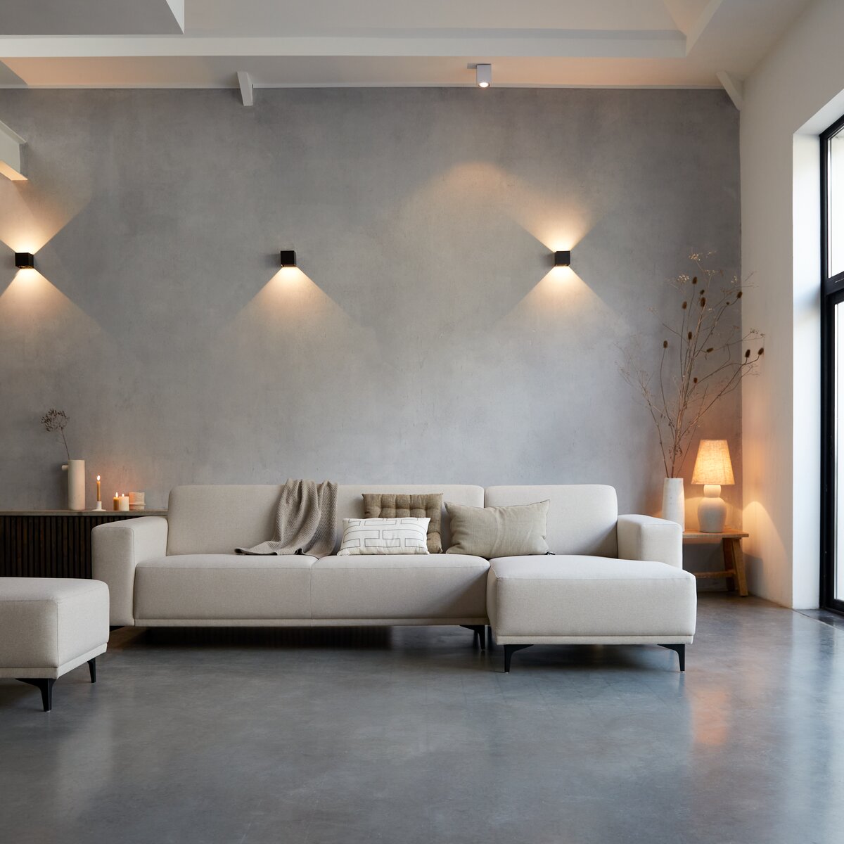 Lars - Ecksofa mit Eckelement rechts und ecrufarbenem Stoffbezug 300 x 150 cm ,5-Sitzer Lars - Ecksofa mit Eckelement rechts und ecrufarbenem Stoffbezug 300 x 150 cm ,5-Sitzer