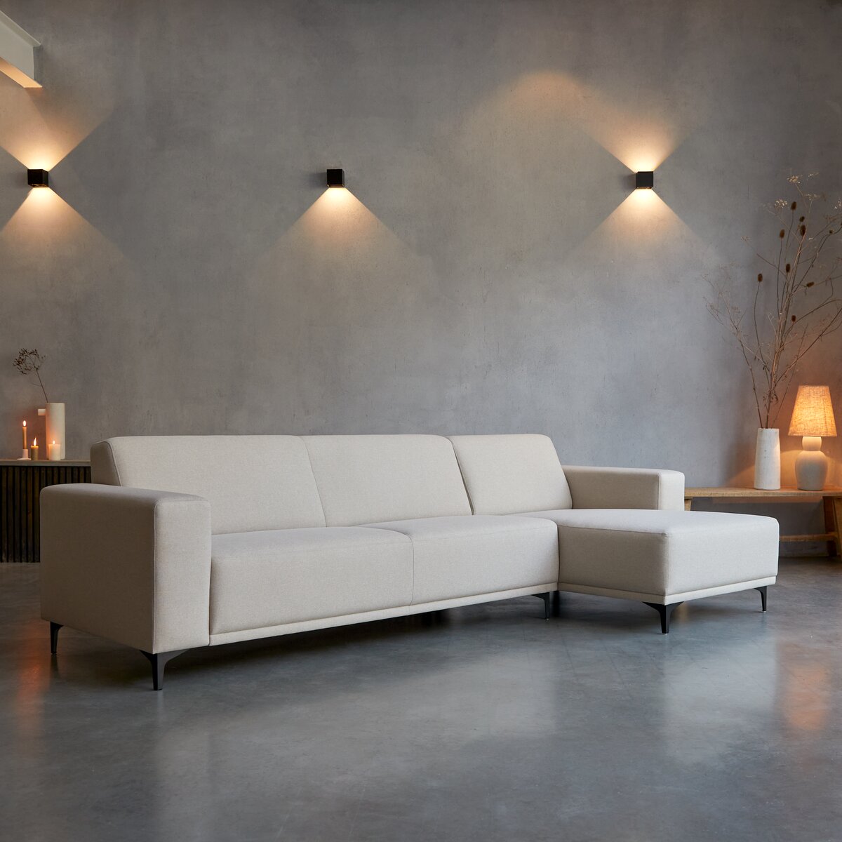 Lars - Ecksofa mit Eckelement rechts und ecrufarbenem Stoffbezug 300 x 150 cm ,5-Sitzer Lars - Ecksofa mit Eckelement rechts und ecrufarbenem Stoffbezug 300 x 150 cm ,5-Sitzer